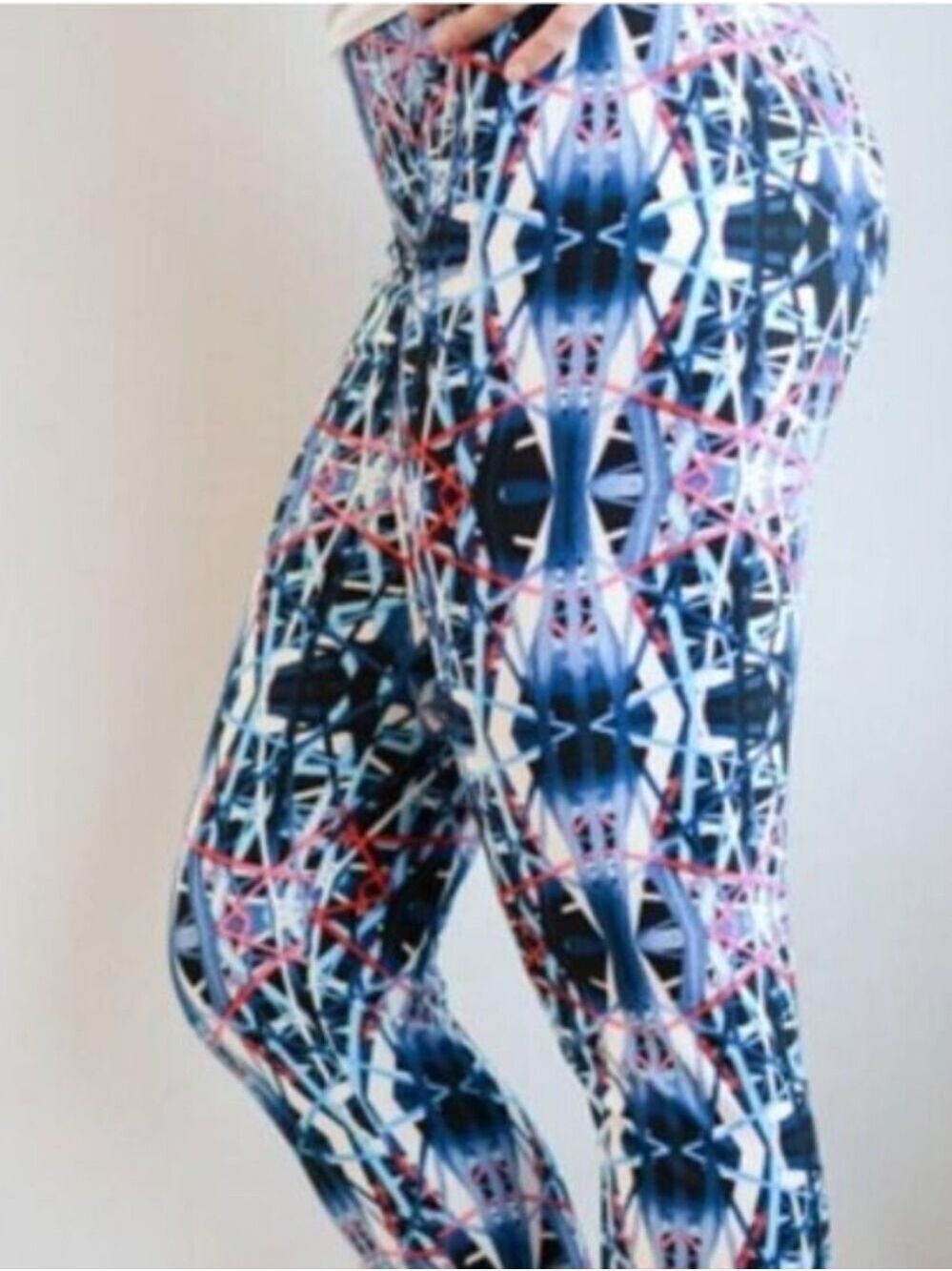 LEGGINGS DEPOT Blue Multi color Abstract Full length Leggings Size 10 NWT